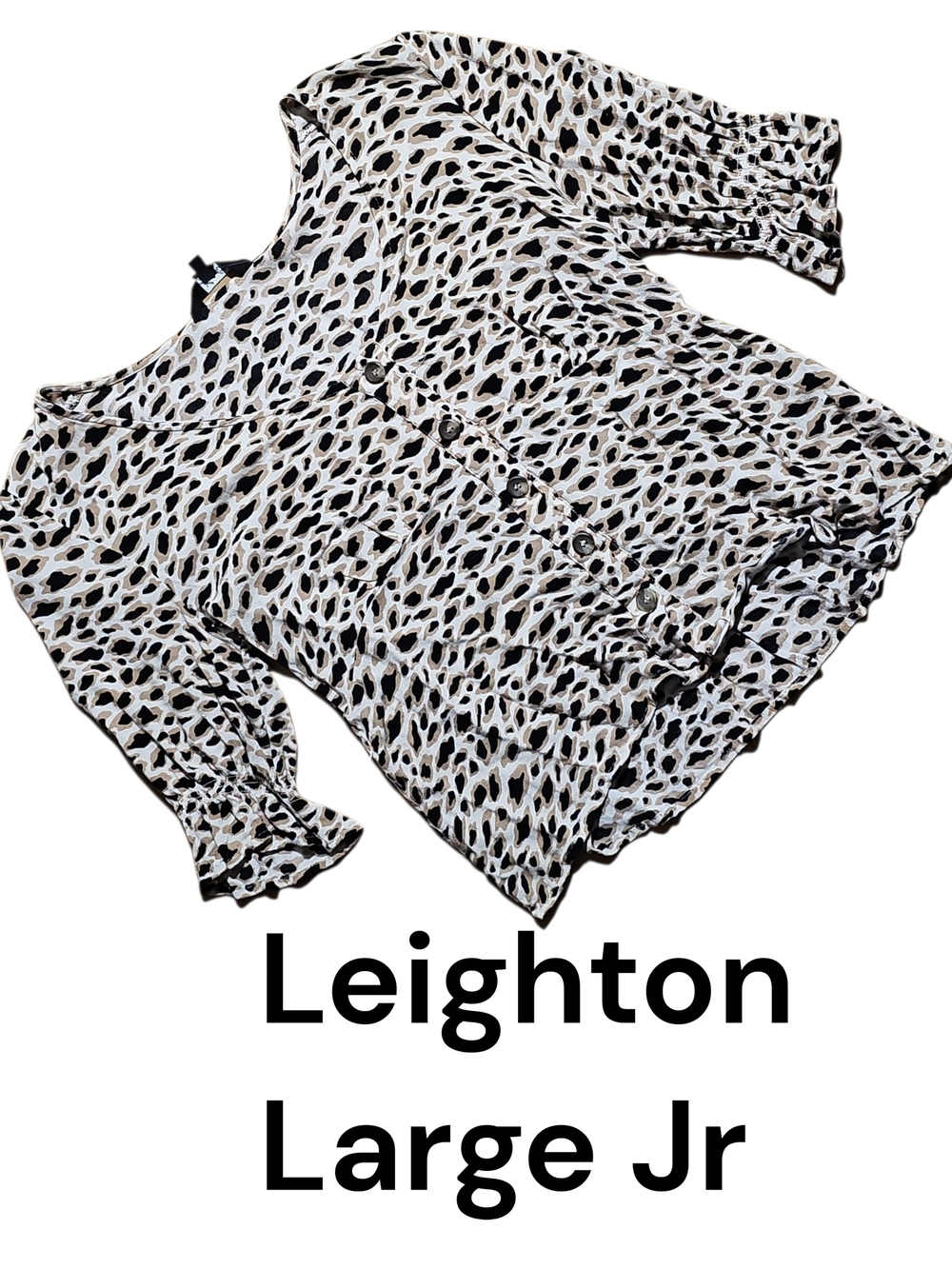 Leighton Black & White Printed Button-Front Blouse